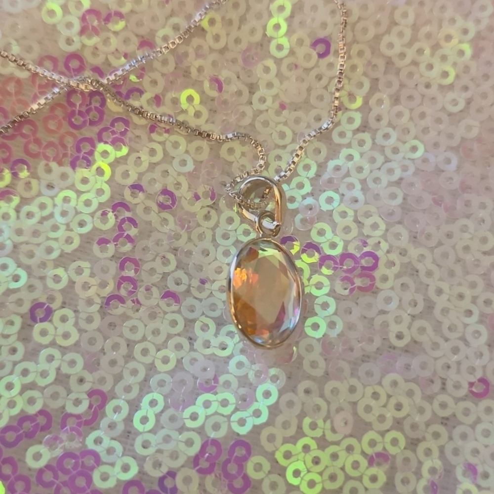 Angel Aura Quartz Pendant with Sterling Silver Necklace - Beautiful!